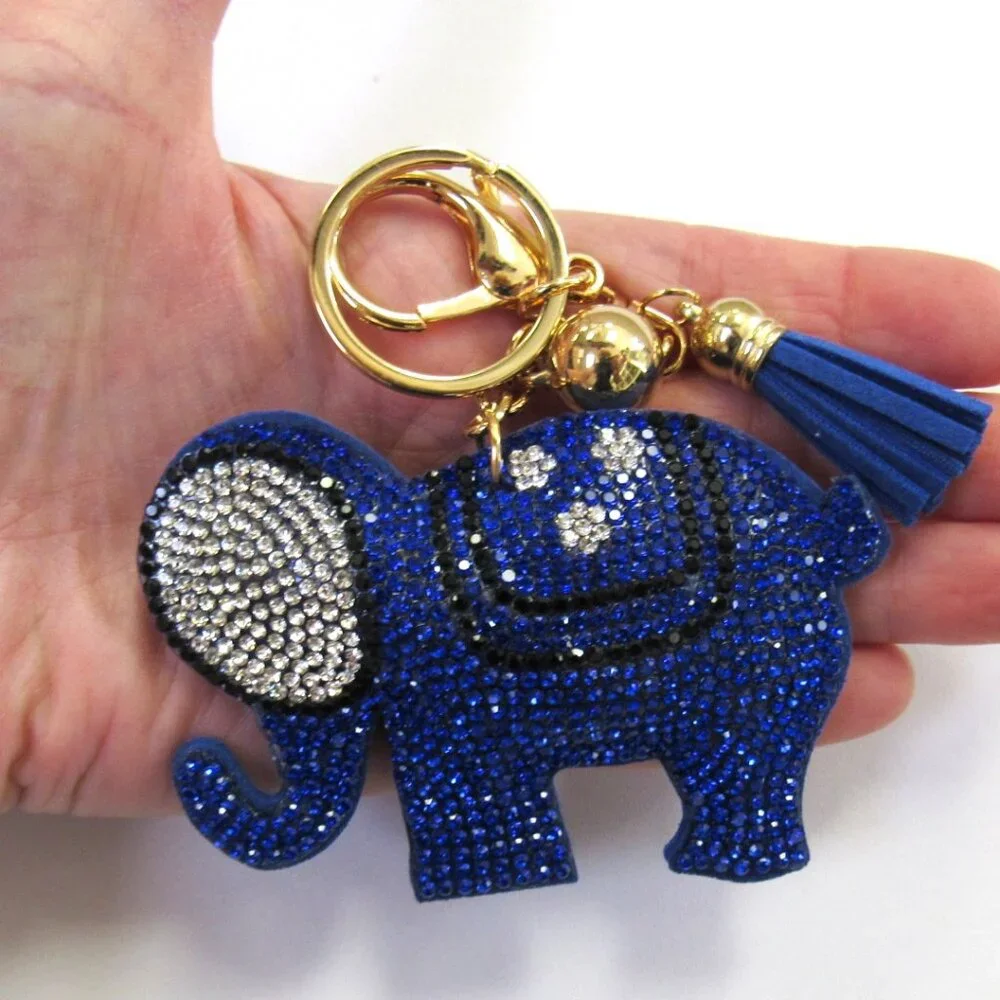 Bling Elephant Rhinestone Crystal Sparkle Keychain Bag Charm Purse Charm - Picture 2 of 3